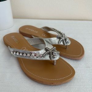 Anelle Silver Rhinestone Starfish Flip Flop Sandals Women’s EU38 US7.5